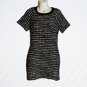 Banjul Tweed Sheath Mini Metallic Gold Stripes Size Small